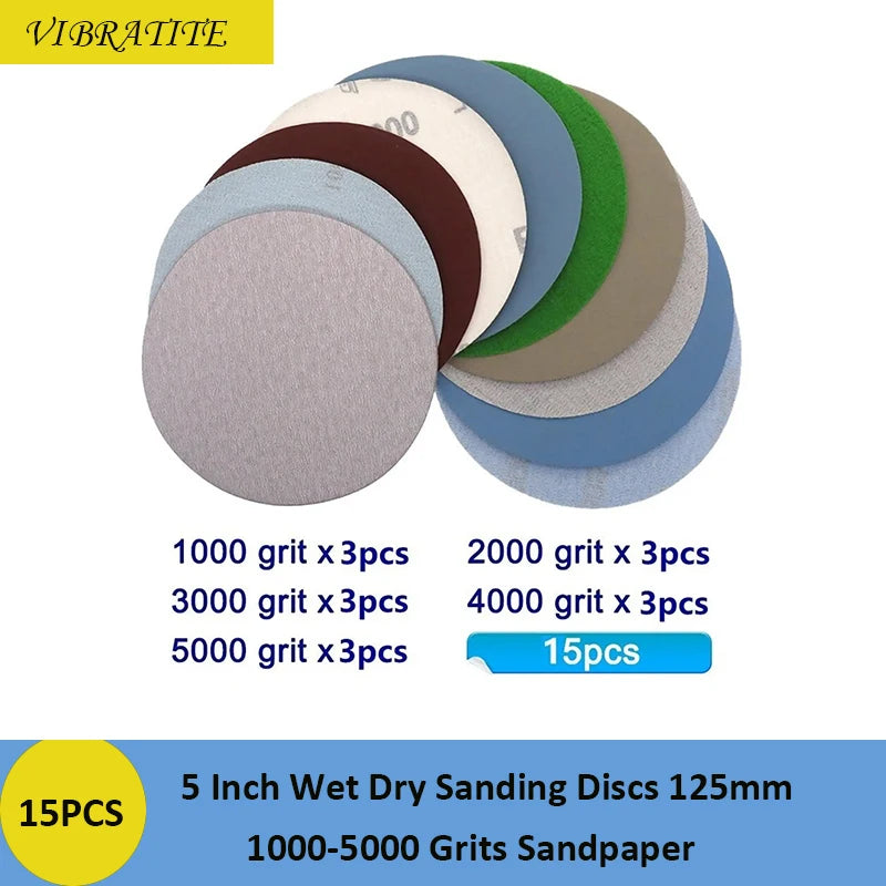 15PCS 5 Inch Sanding Discs Orbital Sander