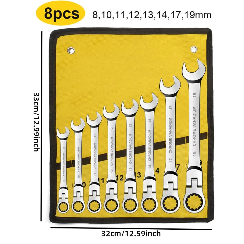 8-Piece Yellow Canvas Bag Wrench Set