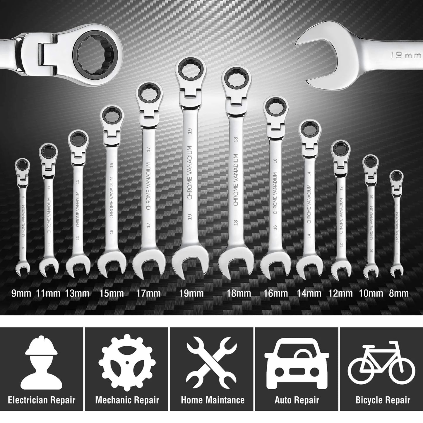 8-Piece Yellow Canvas Bag Wrench Set